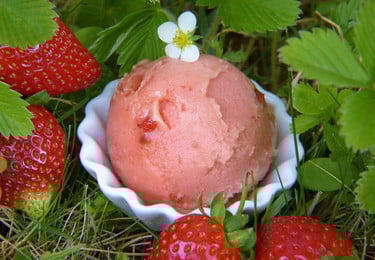 Erdbeereis mit Kokosmilch