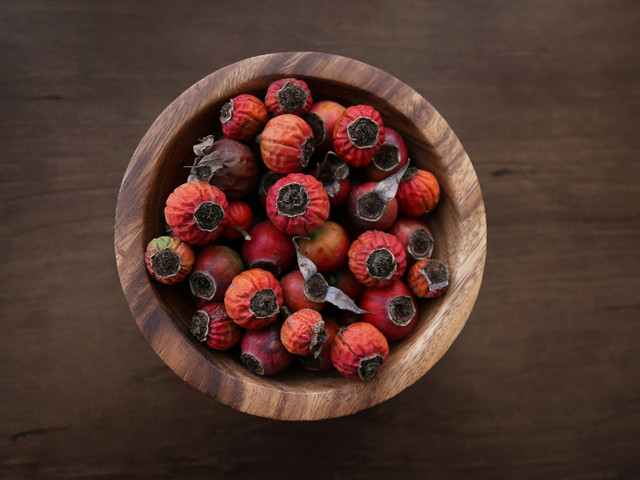 Die Früchte für das Hagebuttenmus kannst du selbst sammeln.