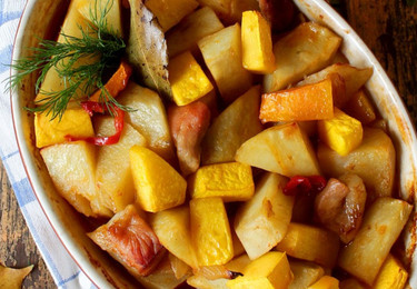 Kürbis mit Kartoffeln