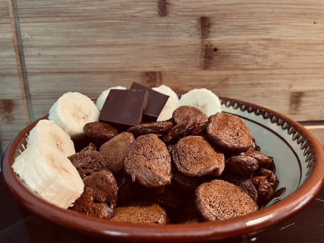 Rezept für Pancake Cereal Pancake Cereal schmeckt gut mit frischem Obst.