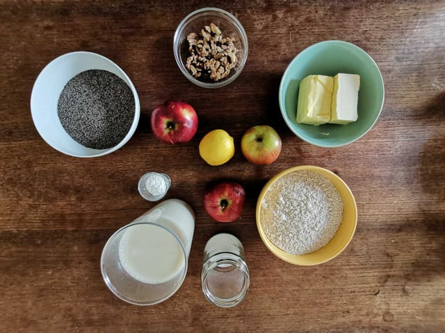 Für den Apfel-Mohn-Kuchen benötigst du hochwertige Zutaten.